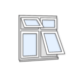 W41 Four-Section Window with Push-Out, Fixed Panes, and Alternating Configuration - Kömmerling 70 Profile - 1200x1200mm - White