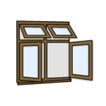 W42 Four-Section Window with Push-Out and Side-Opening Sashes – Kömmerling 70 Profile – 1200x1200mm – Golden Oak