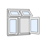 W42 Four-Section Window with Push-Out and Side-Opening Sashes - Kömmerling 70 Profile - 1200x1200mm - White