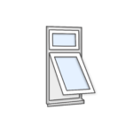 W8 Window with Fixed Top Pane and Push-Out Bottom - Kömmerling 70 Profile - 600x1200mm - White