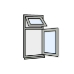 W10 Flush Window – Top-Hung and Side-Opening Design – Kömmerling 70 Profile – 600x1200mm – Agate Grey