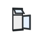 W10 Flush Window – Top-Hung and Side-Opening Design – Kömmerling 70 Profile – 600x1200mm – Anthracite Grey