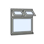 W14 Flush Window with Two Push-Out Sashes and Fixed Bottom Pane – Kömmerling 70 Profile – 1200x1200mm – Agate Grey