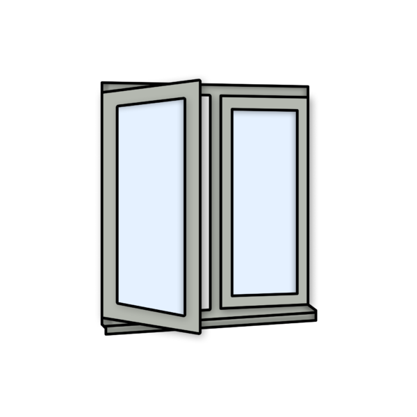 W17 Side-Opening Flush Window with Easy-Clean Hinges – Kömmerling 70 Profile – 1200x1200mm – Agate Grey