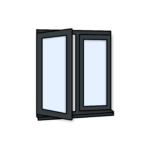 W17 Side-Opening Flush Window with Easy-Clean Hinges – Kömmerling 70 Profile – 1200x1200mm – Anthracite Grey