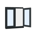 Aluminium Double-Sash Window - Cortizo Casement 1200x1200 mm (Left Fixed Pane and Right Side-Hung) W18