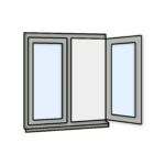 W18 Side-Opening Flush Window with Easy-Clean Hinges – Kömmerling 70 Profile – 1200x1200mm – Agate Grey