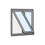 W19 Two-Section Flush Window – Push-Out and Fixed – Kömmerling 70 Profile – 1200x1200mm – Agate Grey