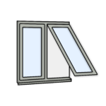 W20 Two-Section Flush Window – Push-Out and Fixed – Kömmerling 70 Profile – 1200x1200mm – Agate Grey