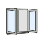 W21 Two Side-Opening Flush Sash Window – Kömmerling 70 Profile – 1200x1200mm – Agate Grey