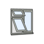 W25 Three-Section Flush Window with 2 Push-Outs and Fixed Pane – Kömmerling 70 Profile – 1200x1200mm – Agate Grey