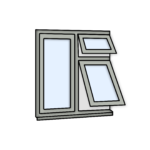 W26 Three-Section Flush Window with 2 Push-Outs and Fixed Pane – Kömmerling 70 Profile – 1200x1200mm – Agate Grey