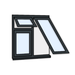Aluminium Triple-Sash Window - Cortizo Casement 1200x1200 mm (Fixed Pane, Top-Hung, and Top Hug) W29