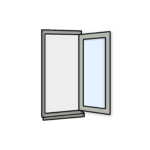 W3 Side-Hung Flush Window – Kömmerling 70 Profile – 600x1200mm – Right Hinge (External View) – Agate Grey