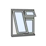 W30 Three-Section Flush Window with Fixed Pane, Top Light Push-Out, and Push-Out Sash – Kömmerling 70 Profile – 1200x1200mm – Agate Grey