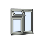 W31 Three-Section Flush Window with Push-Out Light – Kömmerling 70 Profile – 1200x1200mm – Agate Grey
