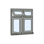 W33 Four-Section Flush Window with Side Opening, Top Light, and Fixed Panes – Kömmerling 70 Profile – 1200x1200mm – Agate Grey