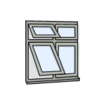 W35 Four-Section Flush Window with Push-Out, Top Light, and Fixed Panes – Kömmerling 70 Profile – 1200x1200mm – Agate Grey