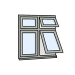 W36 Four-Section Flush Window with Push-Out, Top Light, and Fixed Panes – Kömmerling 70 Profile – 1200x1200mm – Agate Grey