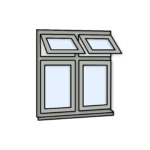 W37 Four-Section Flush Window with Two Top Push-Outs and Two Fixed Sections – Kömmerling 70 Profile – 1200x1200mm – Agate Grey