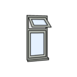 W4 Flush Window with Top Light – Kömmerling 70 Profile – 600x1200mm – Agate Grey