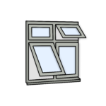 W40 Four-Section Flush Window with Push-Out, Fixed Panes, and Alternating Configuration – Kömmerling 70 Profile – 1200x1200mm – Agate Grey