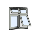 W41 Four-Section Flush Window with Push-Out, Fixed Panes, and Alternating Configuration – Kömmerling 70 Profile – 1200x1200mm – Agate Grey