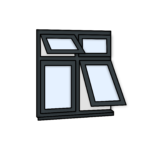 W41 Four-Section Flush Window with Push-Out, Fixed Panes, and Alternating Configuration – Kömmerling 70 Profile – 1200x1200mm – Anthracite Grey