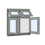 W42 Four-Section Flush Window with Push-Out and Side-Opening Sashes – Kömmerling 70 Profile – 1200x1200mm – Agate Grey