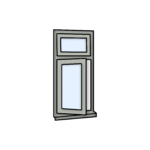 W6 Side-Hung Flush Window with Fixed Top Pane – Kömmerling 70 Profile – 600x1200mm – Agate Grey
