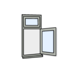 W7 Side-Hung Flush Window with Fixed Top Pane – Kömmerling 70 Profile – 600x1200mm – Agate Grey