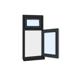 W7 Side-Hung Flush Window with Fixed Top Pane – Kömmerling 70 Profile – 600x1200mm – Anthracite Grey