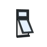 W8 Flush Window with Fixed Top Pane and Push-Out Bottom – Kömmerling 70 Profile – 600x1200mm – Anthracite Grey