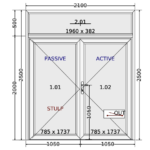 Aluminium French Doors with Top Light 2100x2500