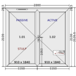 Aluminium French Doors 2300x2100