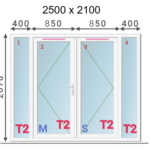 uPVC French Doors with Two Side Lights 2500x2100