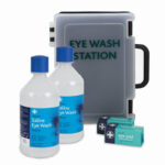 Emergency Portable Wall-Mounted Eye Wash Station with Dual 500ML Bottles in Enclosed Cabinet