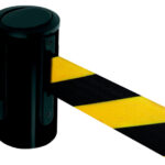 Retractable Wall-Mounted Safety Barrier Tape – 50mm Width, 4m Length, Black/Yellow