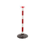 Traffic Control Plastic Barrier Post with Chain - 93cm Red and White Height