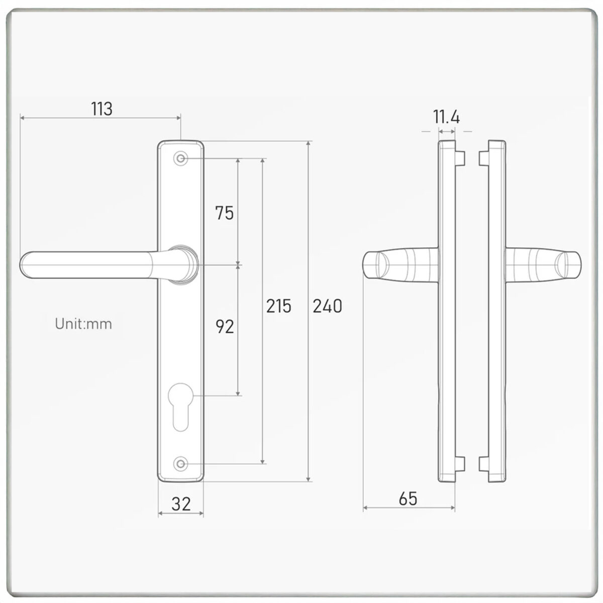 Windows4You UPVC Door Handle with Spring Cassette – 92PZ 215mm Sprung Lever for Front, Patio & French Doors – Chrome, White, Black – Set of 1 - Image 3